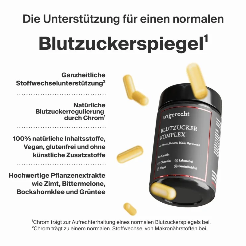 Blutzucker Komplex Packshot mit Kapseln
